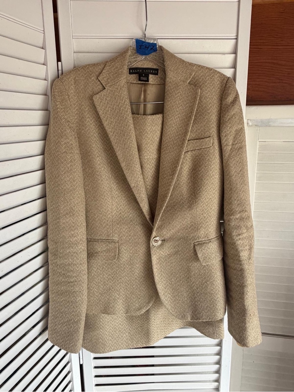 Ralph Lauren Gold Tweed Linen Silk Skirt Suit 6 Office Siren Corporate Preppy